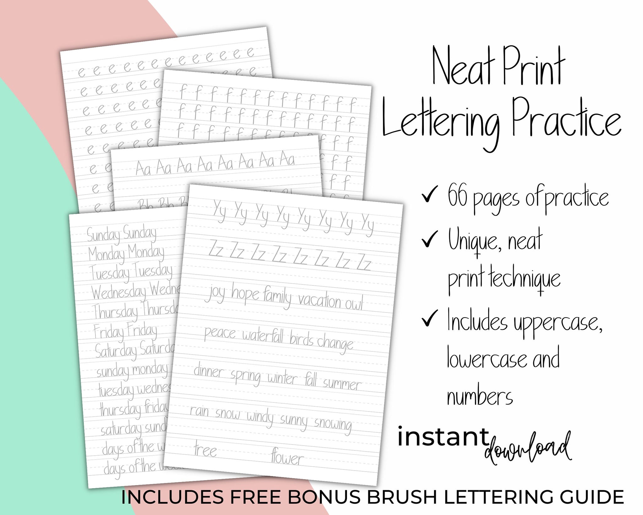 Neat Print handwriting Practice Sheets – A Servant's Walk